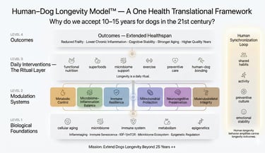 Dogs Longevity Infographic of the Human–Dog Longevity Model™