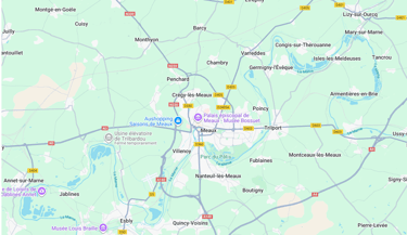 Carte de Meaux et alentours – zones desservies par Prosysm