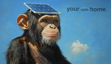 monkey with solar panel on head
