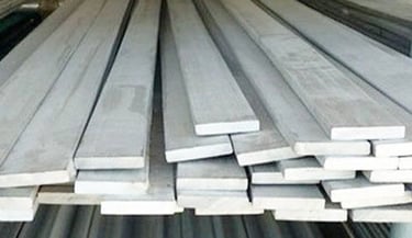 MS Flat bars lying in factory