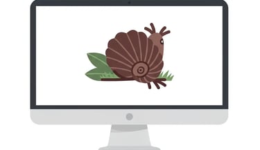 Ordenador con caracol en la pantalla, simboliza carga lenta de sitio web y optimización de velocidad Egremy Digital.