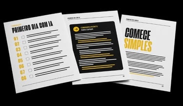 Checklist and training documents for artificial intelligence prompts titled Primeiro Dia com IA.