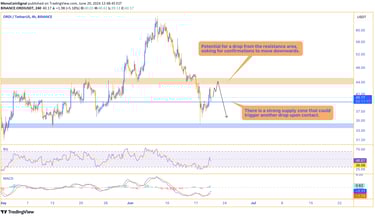 PEPE price chart displaying a shift from bullish to bearish trend, highlighting a strong supply zone
