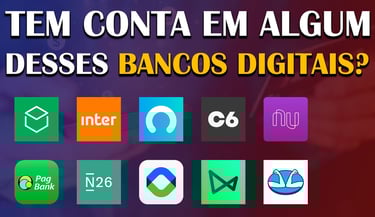 imagem da logomarca dos principais bancos digitais se referindo a qual banco você usa?