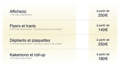 Planches de services - Tarifs service seul