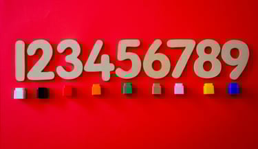numeri su sfondo rosso dal 1 al 9