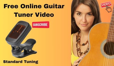 oyful person playing guitar while listening to pitch in tuning tutorial