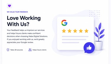 Google Reviews and client testimonials for Naba Digital Solutions