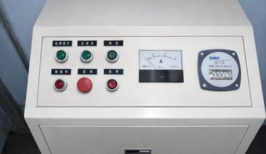 Control panel and instruments of an industrial bearing washing machine