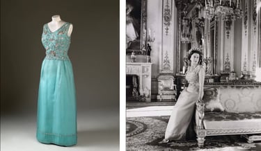 rainha vestido turquesa seda palacio