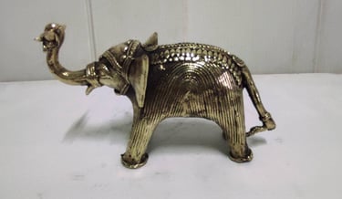 "Brass baby elephant with engraved and floral designs spiral-for worldwide trade"