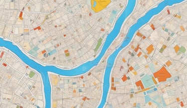 Close-up of a vintage map spread out on a wooden table with a compass and travel journal.
