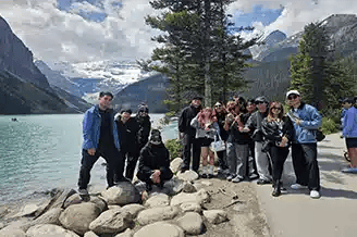 Group shuttle van used for Banff, Lake Louise, and Moraine Lake tours