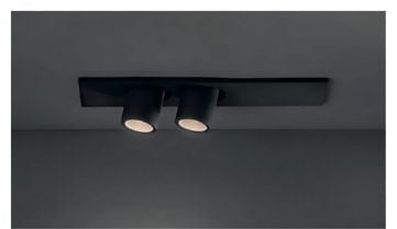 Sistema de focos TAUK 2 de riel con tres puntos de luz negros orientables