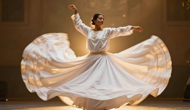 Sufi dervish practicing shukr gratitude meditation in sacred whirling