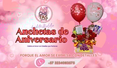 a gift box with balloons and balloons for an anniversary