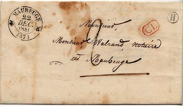 1841 : Lettre mise à la boite du village d'AIBES (lettre-timbre H).