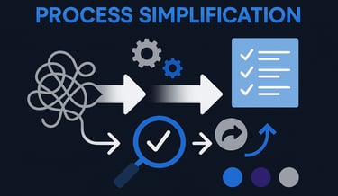 Illustration showing automation of finance processes with tick and flowchart