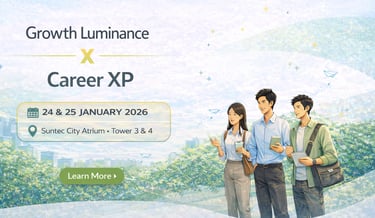 Growth Luminance at Career XP in Suntec City Atrium, supporting youths, students, and fresh graduate
