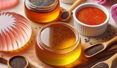 jellies with chia seeds and agar-agar in bowls