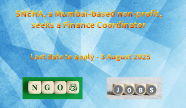 SNEHA, a Mumbai-based non-profit, seeks a Finance Coordinator