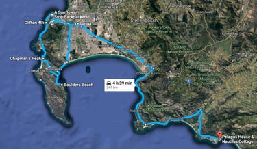 Roadtrip route from Cape Town to Hermanus