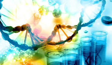 image of dna and test tubes