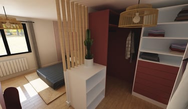 Vue 3D chambre avec dressing