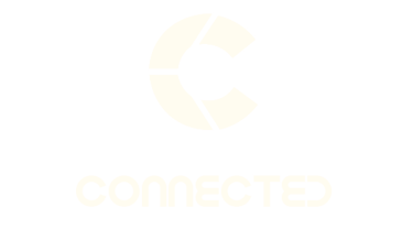 Modern white Connected logo with a segmented circular C icon on a black background.