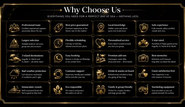 why choose us, boat charter companies, private boat charter, premiumm charter sxm