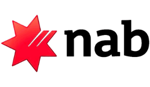 Nab logo with red and black