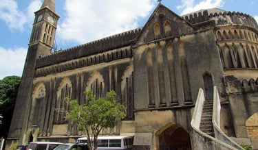 Historic Roman Catholic church in Stone Town Zanzibar, a landmark with unique architecture and cultural heritage in the heart