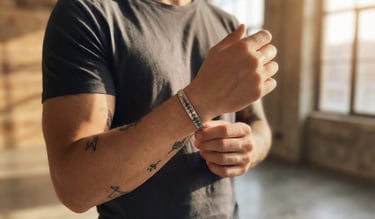 Man with a bracelet on the hand