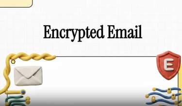 Undatti | graphic for encrypted email featuring a lock, envelope, and security shield icon.