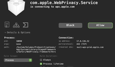 image of an alert for lulu outbound firewall