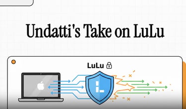 Undatti's Take on LuLu firewall security graphic showing data protected by a blue shield icon.
