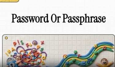 Undatti | claymation graphic comparing complex passwords with secure passphrases for security.