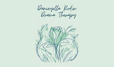 Line drawing of rose with name of business: Danieyella Rodin Drama Therapy