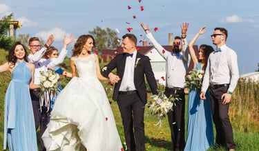 Confetti wedding videography shot outdoors