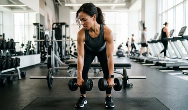 Adult doing strength training with dumbbells to build muscle and boost metabolism after age 30