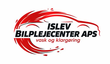 Professional red and black car detailing logo design for Islev Bilplejecenter APS featuring a modern car silhouette.