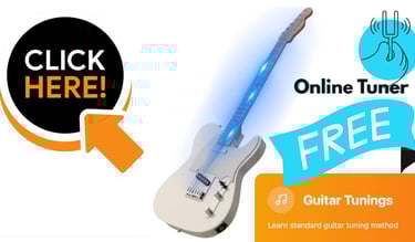 Free online guitar tuner tool for standard electric guitar tuning methods.
