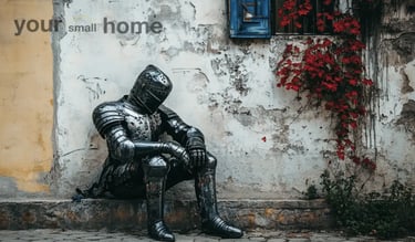 suit of armour by a house