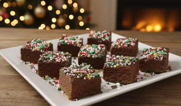 a plate of fudge with sprinkles 
