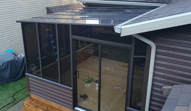 Solarium with tinted see-through panels.