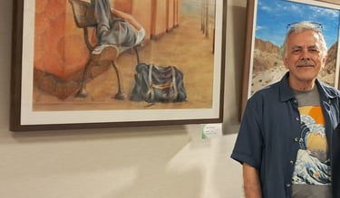 foto de Tadeu Bandoni e seu quadro