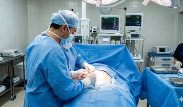 Equipo médico realizando una cirugía de cesárea programada en hospital de San Miguel de Allende.