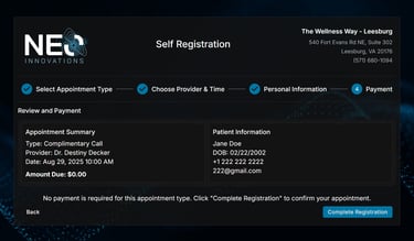 Self registration confirmation