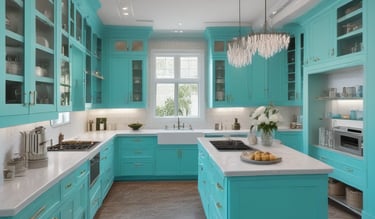 Three individuals are cleaning and arranging items in a room with large glass windows and cabinets filled with trophies and books. One person is sweeping, another is arranging items, and the third is handling a large bag.