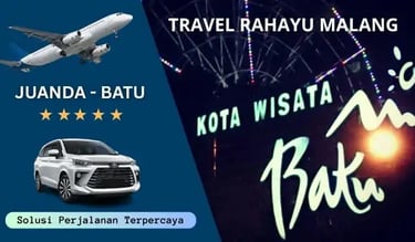 Solusi perjalanan terpercaya rute Juanda ke Batu dengan mobil Avanza putih dari Travel Rahayu Malang